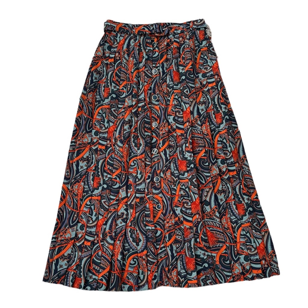 Vintage Alexon printed pleated midi skirt